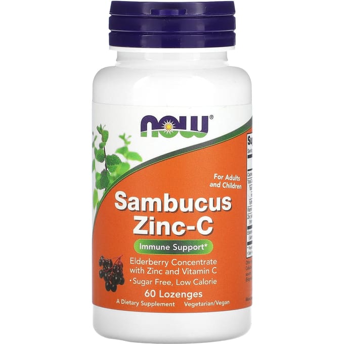 Now Foods  - Sambucus Zinc-C, - 60 Lozenges