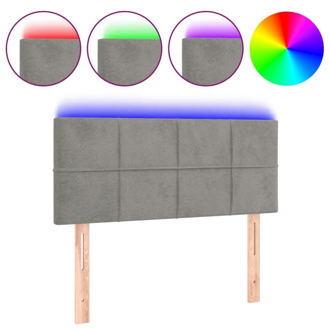 vidaXL - Hoofdbord - LED - 80x5x78/88 - cm - fluweel - lichtgrijs