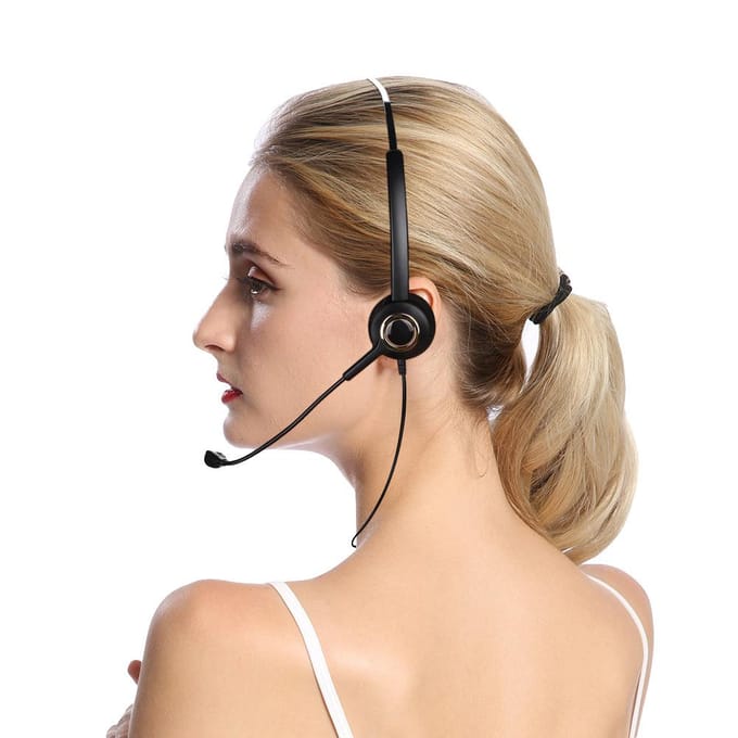 H1000-RJ9 Kristallen Kop Ruisonderdrukkende Callcenter Headset Comfortabele Telefoonhoofdtelefoon