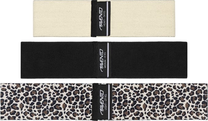 Avento Weerstandsbanden Set - 3 Stuks- Booty Band - Resistance Band - Katoen - Leopard/beige/zwart
