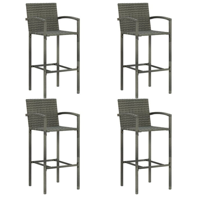 vidaXL - 5-delige - Tuinbarset - met - armleuningen - poly - rattan - grijs