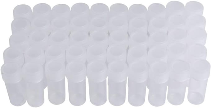 Kleine Transparante Sample Vials - 50 Stuks Plastic Testbuizen met Schroefdop voor Wetenschappelijk Gebruik