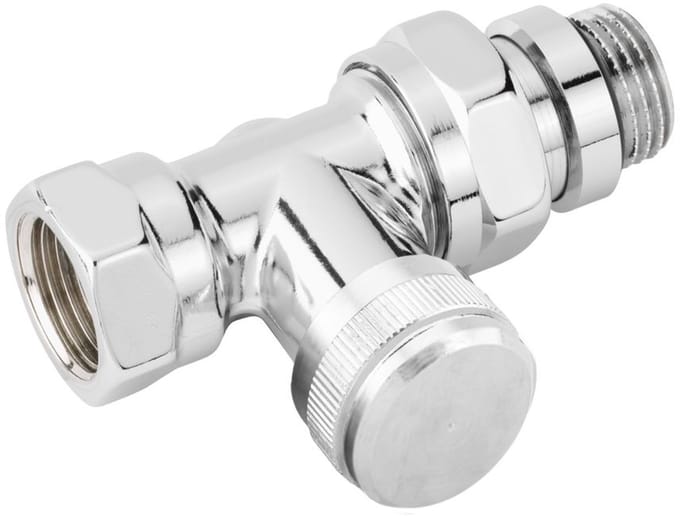 Danfoss RLV C Voetventiel aftapbaar 1/2 bi bu recht chroom