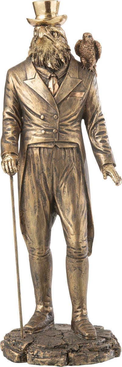 J-Line figuur Man Vogel - polyresin - goud