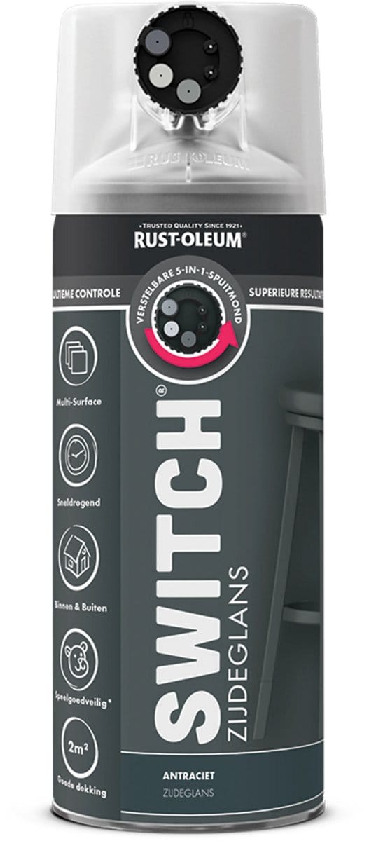Rust-Oleum Switch Spuitbus Verf Zijdeglans 400ml - Antraciet