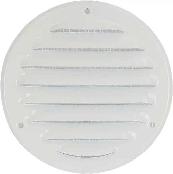 Metalen ventilatierooster rond 125mm wit - MR125 - RAL9016