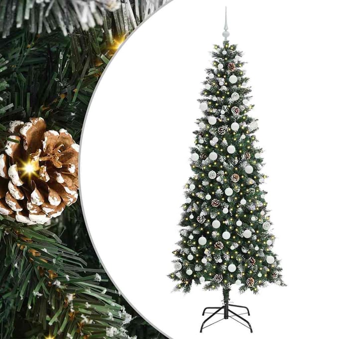 vidaXL - Kunstkerstboom - Groen - 210 - cm - PVC - en - Plastic - en - Staal