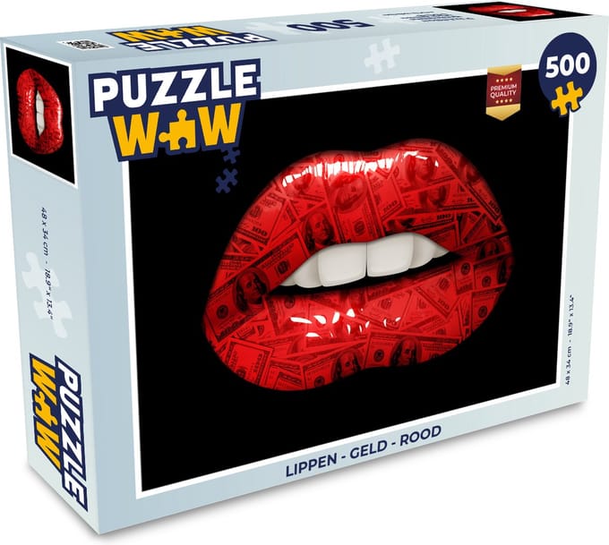 Puzzel Lippen - Geld - Rood - Legpuzzel - Puzzel 500 stukjes