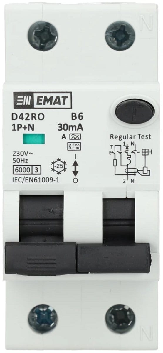 EMAT aardlekautomaat B6 1P+N 30mA Type A (85006400)