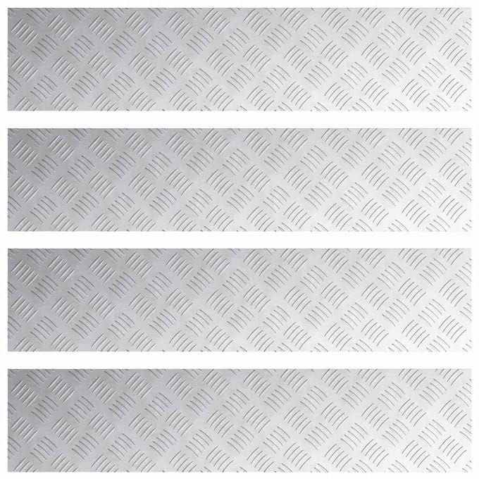 Marche d'escalier Angle droit 4 pièces Argent 90 x 20 cm Aluminium