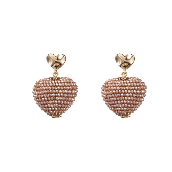 Go Dutch Label Oorknoppen full on beads hartje Beige