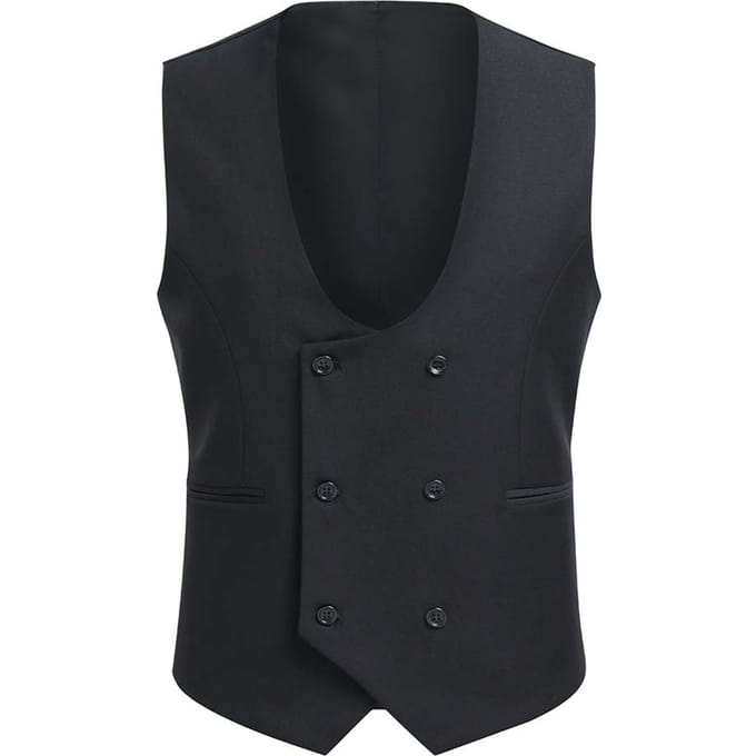 Slim Fit zwart vest met dubbele rij knopen