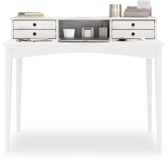 Bureau MILANO met 4 lades van massief hout - Wit