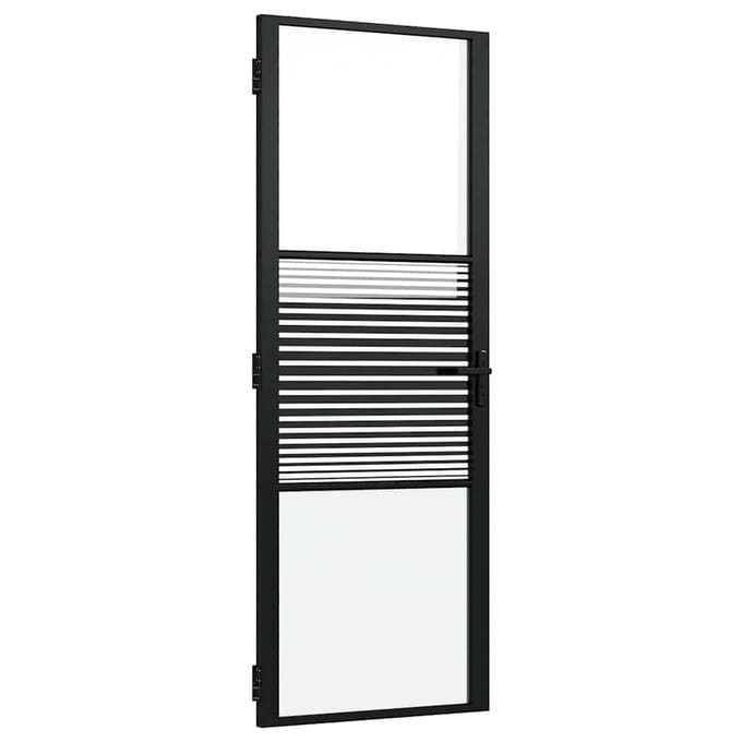 vidaXL - Glazen - deur - 76 - x - 3,5 - x - 201,5 - cm - Aluminium - Zwart