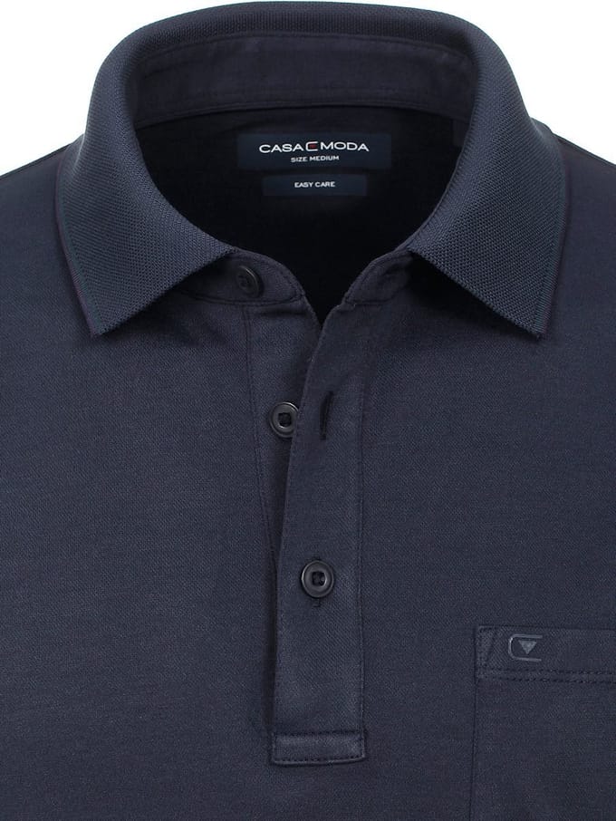 Poloshirt Met Borstzakje 3 Knoops Blauw Casa Moda - M