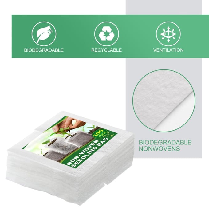 Sacs de semis biodégradables non tissés pour pépinière, sacs de plantation écologiques gray