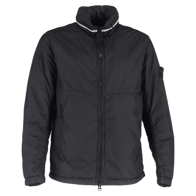 Stone Island jas met verborgen capuchon in zwart nylon