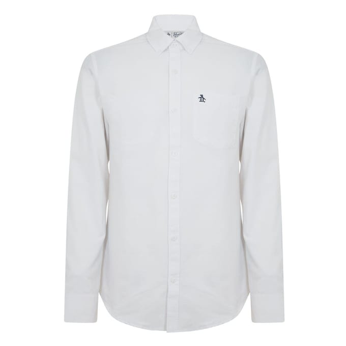 Original Penguin Heren Oxford Katoenen Button-Down Overhemd (Briljant wit)