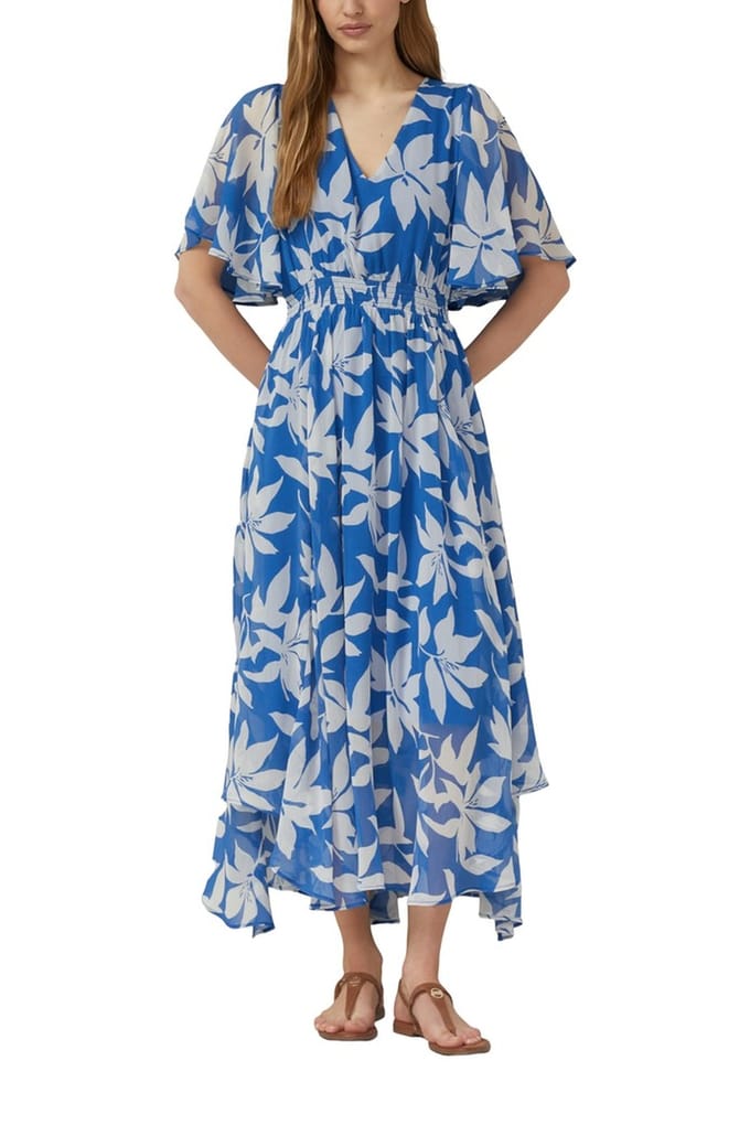 s.Oliver - female - Chiffon maxi-jurk met gesmokte taille