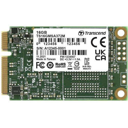 Transcend MSA372M 16 GB mSATA SSD harde schijf SATA III Industrial TS16GMSA372M