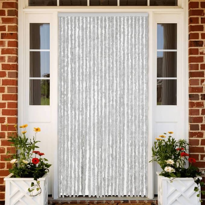 vidaXL - Vliegengordijn - 100x220 - cm - chenille - grijs
