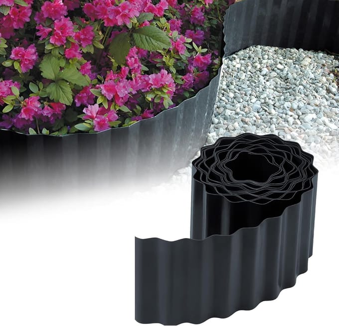 Tuinborder kunststof - Bloembed omranding - Tuin Afscheiden - Flexibel golf design - 9 meter 15cm - Antraciet