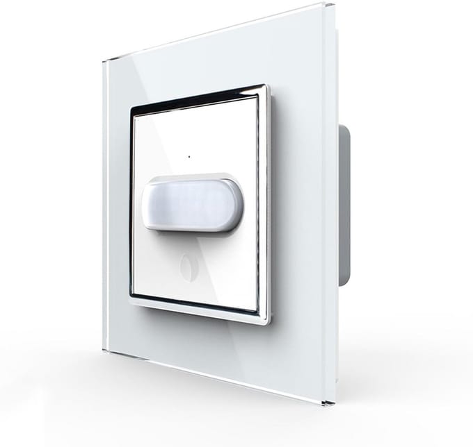 Inbouw Bewegingsmelder Sensor Schakelaar Glas Wit - Automatische PIR Sensor met Timer en Temperatuurfunctie