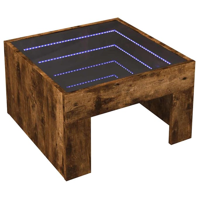 vidaXL - Salontafel - met - Infinity - LED - 50x50x30 - cm - gerookt - eikenkleurig