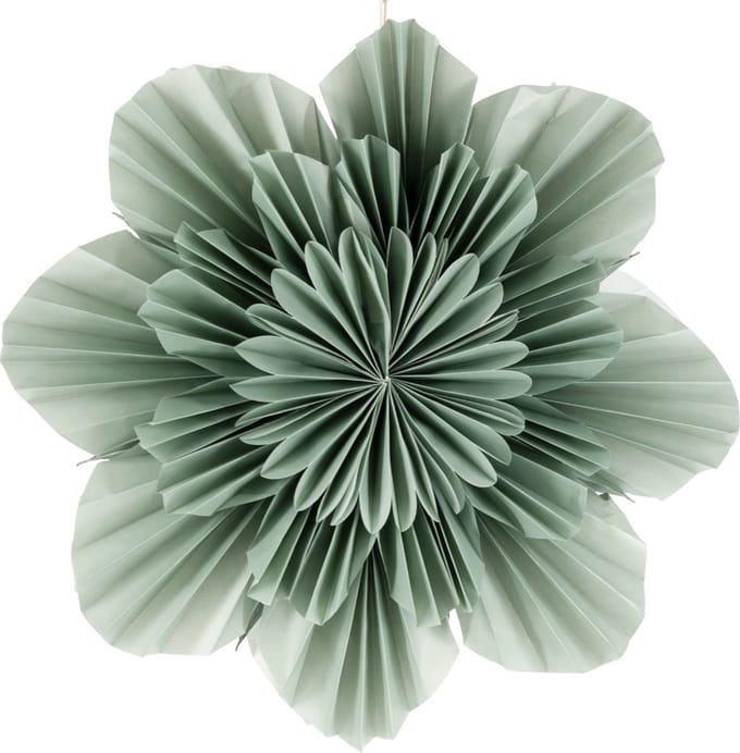 Kerstster flower 40cm turquoise met pendel