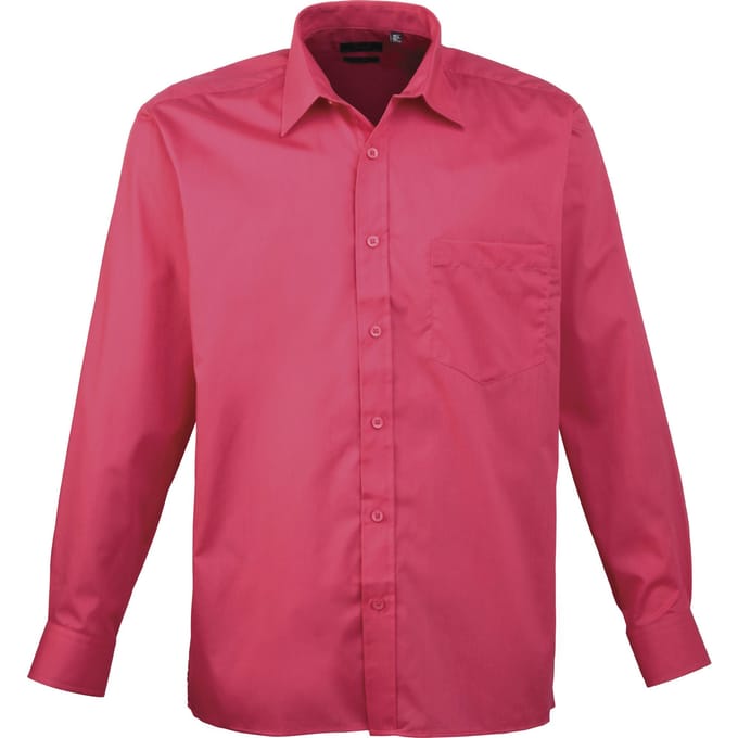 Premier Heren Premier Poplin Formeel Overhemd Met Lange Mouwen (Heet Roze)