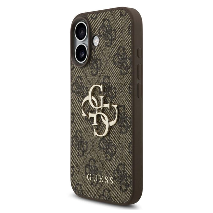 Guess Back Cover - Bruin voor iPhone 17 - Schokbestendig - Big Metal Logo