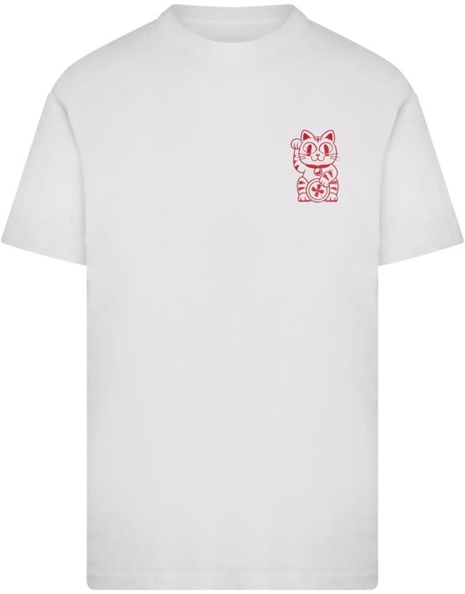 Mister Tee - Good Luck Club Cat Heren Tshirt - M - Wit