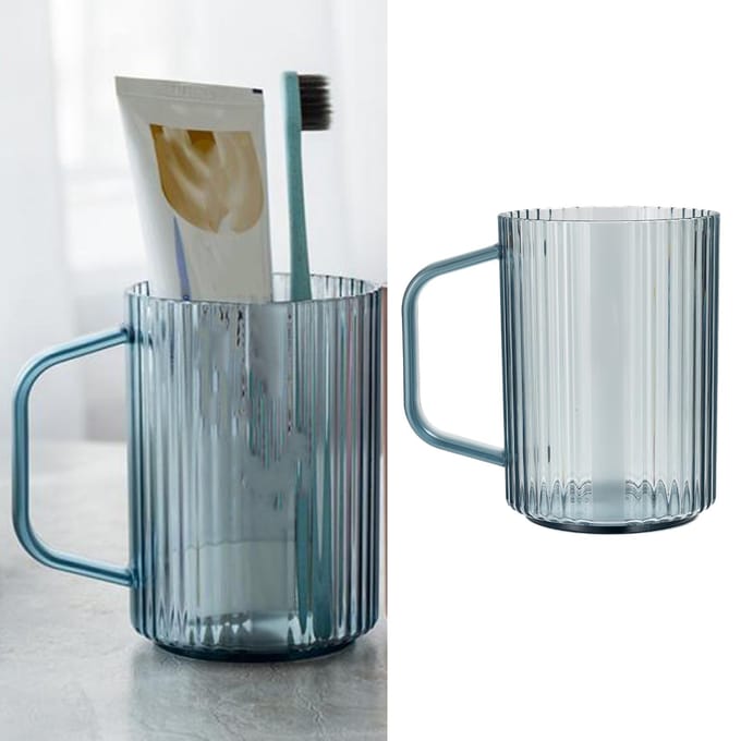 Transparante Tandenborstelbeker Multifunctioneel Comfortabel Handvat Plastic Beker voor Thuis Badkamer gray