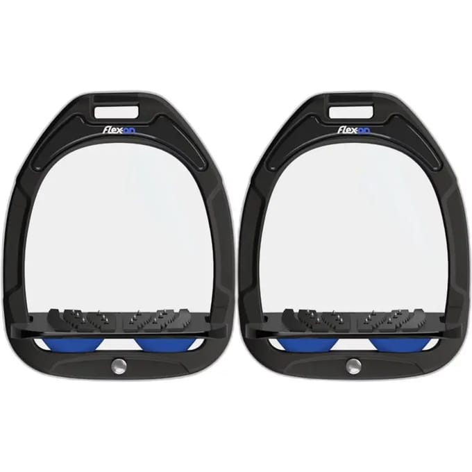 Aluminium stijgbeugels Hellend Grip Zwart/Zwart/Licht Blauw Flex-On
