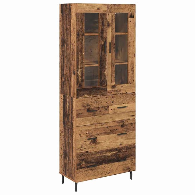 vidaXL - Highboard - 2 - st - Oud - Hout - 69,5 - x - 34 - x - 180 - cm - Bewerkt - hout