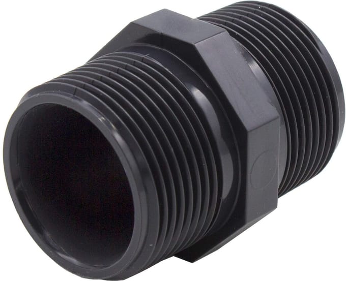 Dubbele nippel 14030, 3/4" AG/AG, PVC-U, 16 bar