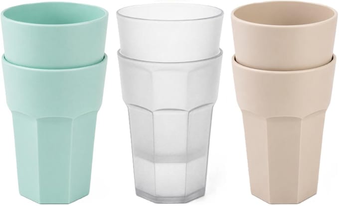 Plasticforte onbreekbare drinkglazen - 9x stuks - kunststof/plastic - mix van 3 kleuren - 520 ml - 13 cm