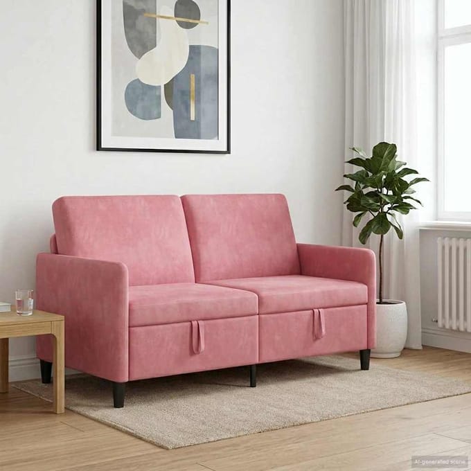 vidaXL - Sofa - met - Opbergruimte - Roze - 152 - x - 78 - x - 87 - cm - Polyester