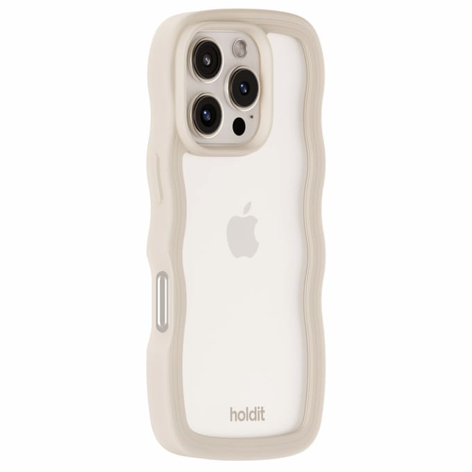 Holdit Wavy Case geschikt voor Apple iPhone 16 Pro - Transparent / Light Beige