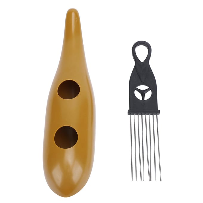 Guiro Instrument RVS en ABS Koffiekleur Visvorm Guiro Latijns Percussie Instrument beige