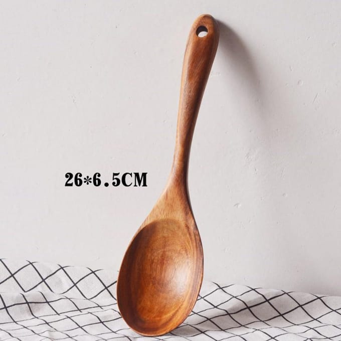 Ensemble de couverts à salade en bois, cuillère et fourchette à salade, ustensiles de cuisine, 2 pièces E brown