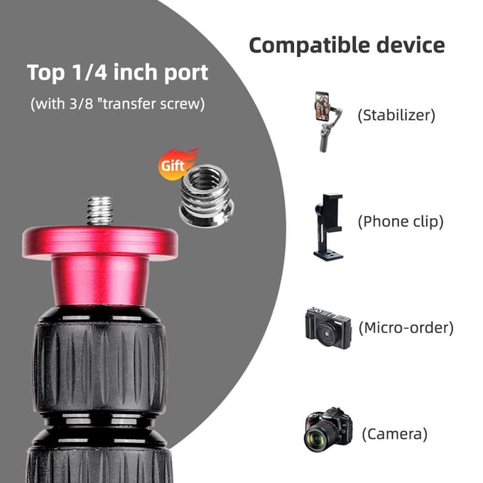 Manbily LR-255 Statief Verlengstang voor Statief Monopod Gimbal Stabilisator Aluminiumlegering zwart