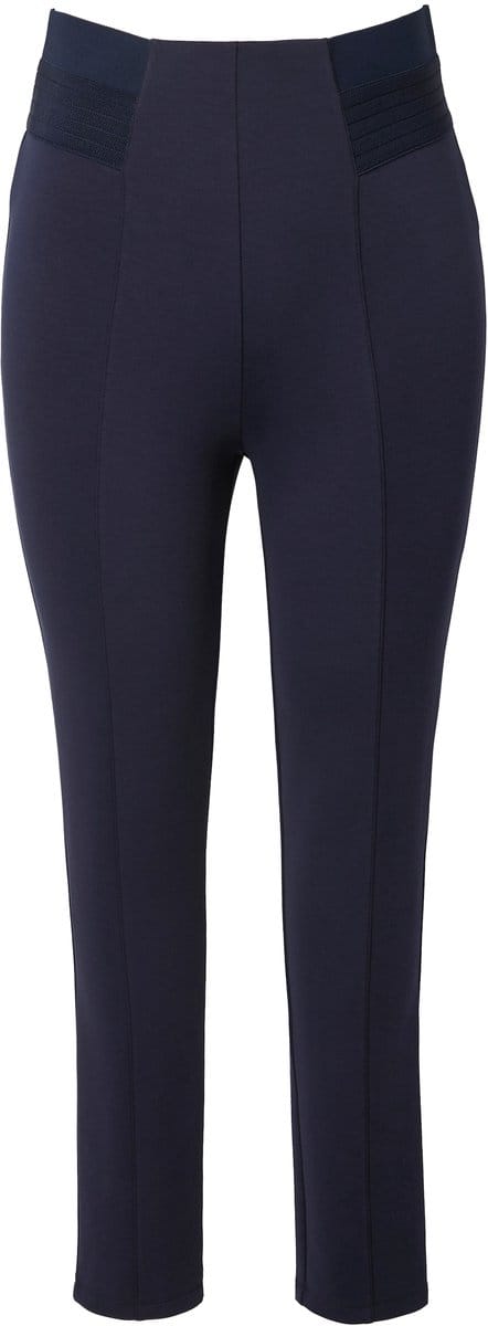 Ulla Popken - Dames - Punto-legging biesjes smalle pijpen elastische tailleband - Marine - Maat 54+