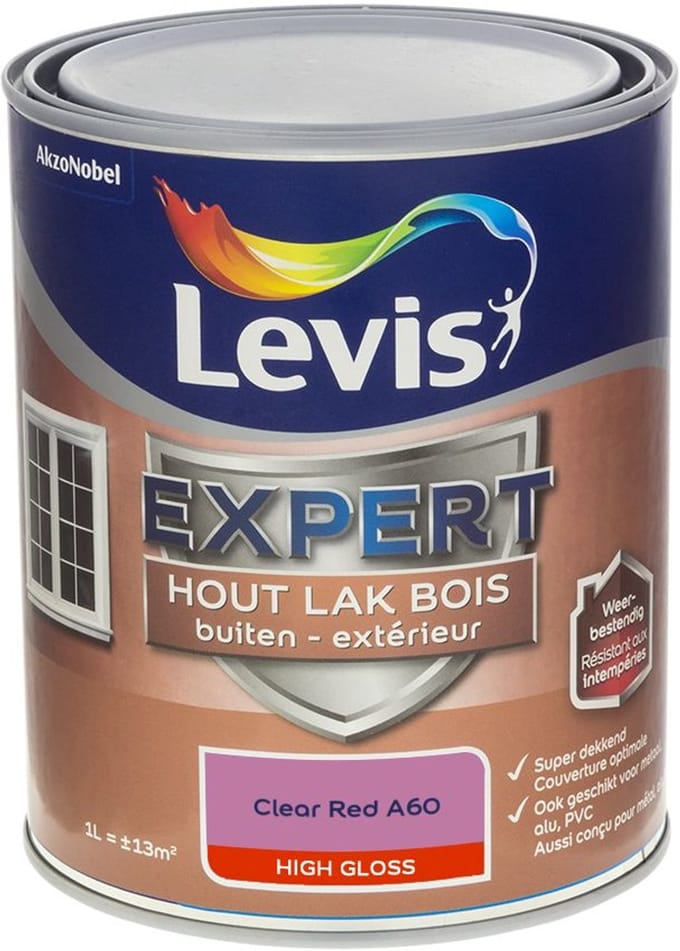 Levis - Expert Hout Lak Buiten High Gloss Mix - Clear Red A60 - Mengverf - 1 L