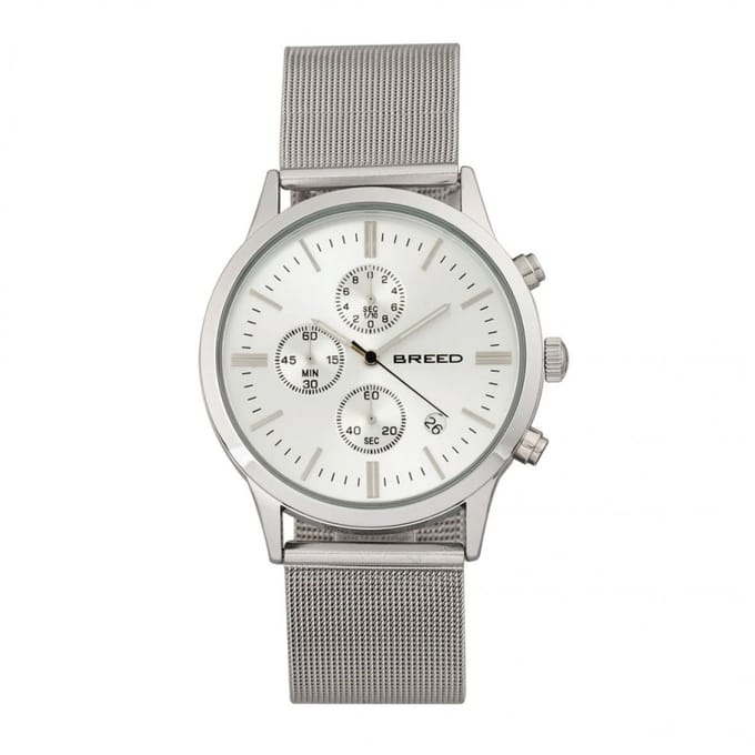 Breed Espinosa chronograaf mesh-armband horloge met datum