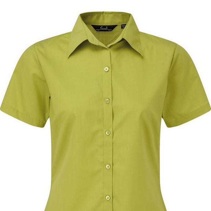 Premier Popeline blouse met korte mouwen / Gewoon werkoverhemd (Kalk)