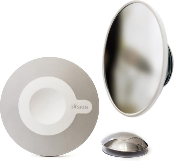 Bosign kleine magnetische 5x vergrotende Make-up/Scheer Spiegel - diameter 11 cm grijs