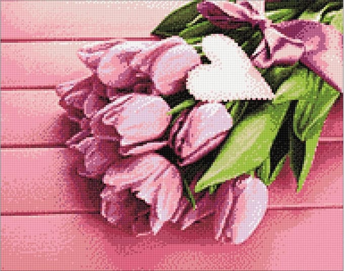Wizardi Diamond Painting Kit Tulips and Love WD022