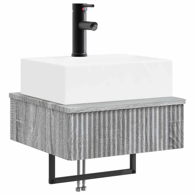 vidaXL - Wandgemonteerde - wastafel - Grijs - Sonoma - 40 - x - 41 - x - 39 - cm
