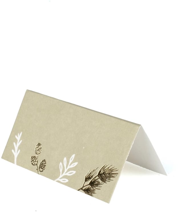 ARTYFETES - 8 Botanische Kerst plaatskaartjes grijsgroen en wit blad